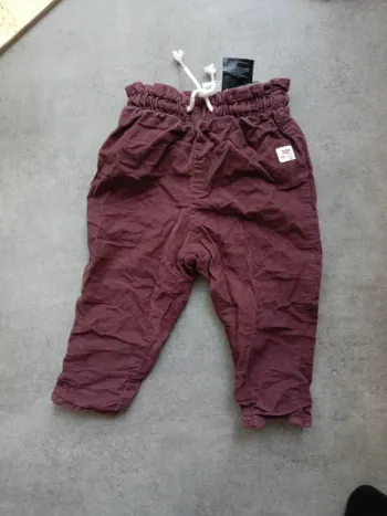Pantalon velours couleur violet prune H&M 80cm