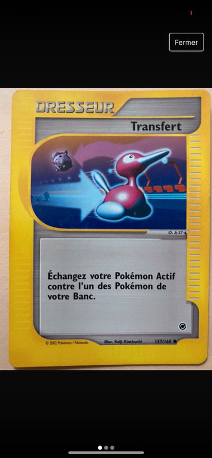 Carte Pokémon Dresseur Transfert 157/165 TBE
