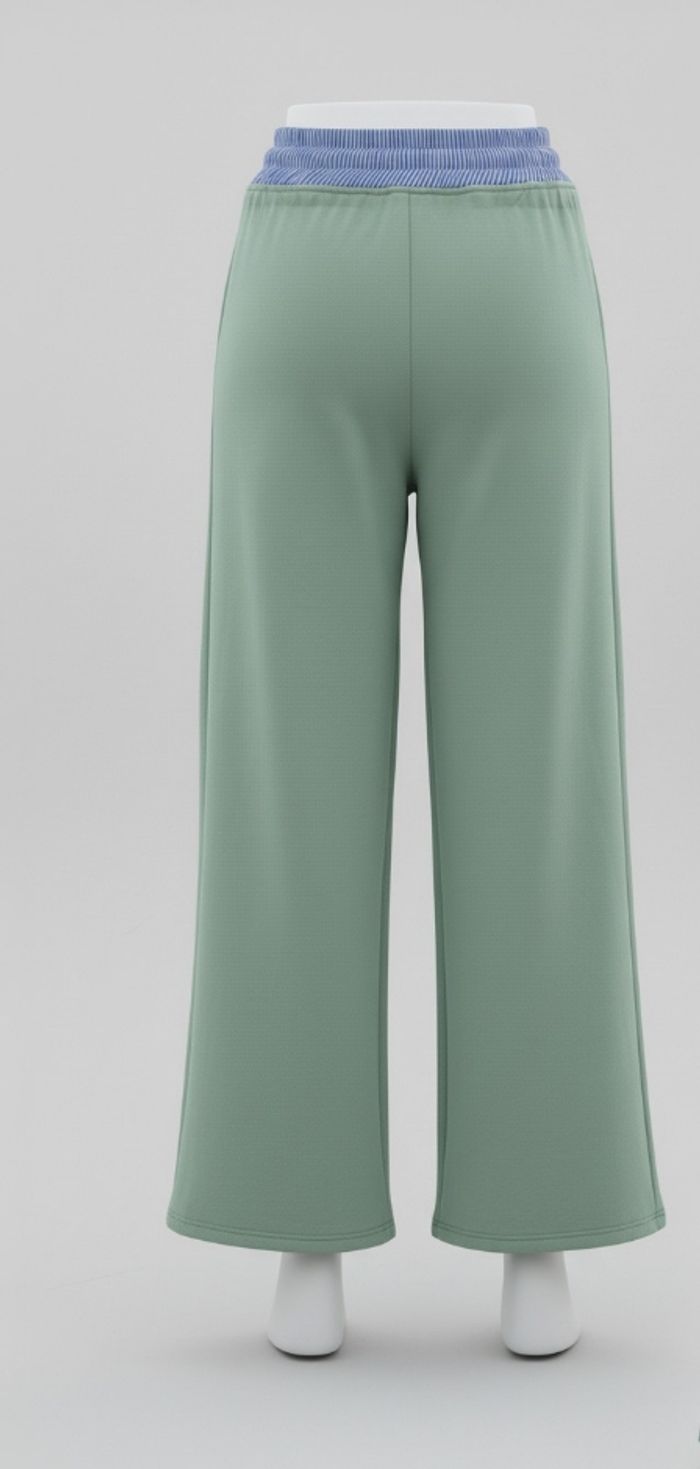 Pantalon fluide top tendance vert d'eau / vert amande - photo numéro 4