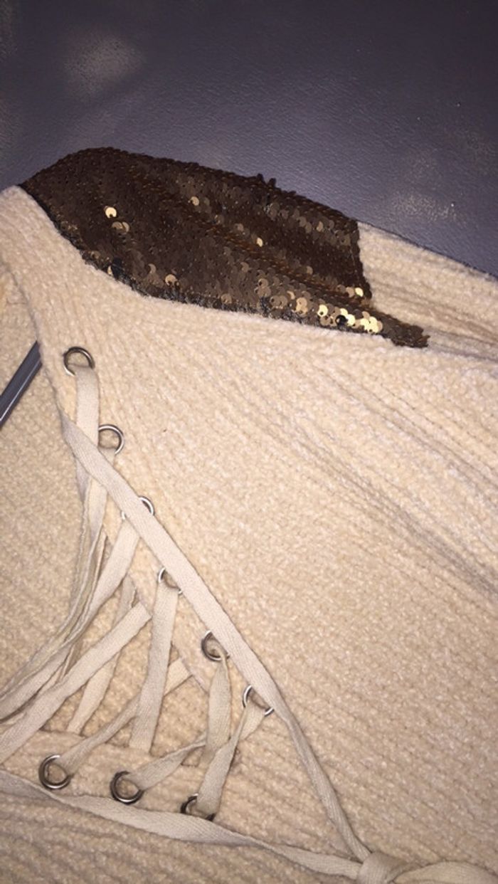 Pull en maille beige - photo numéro 3