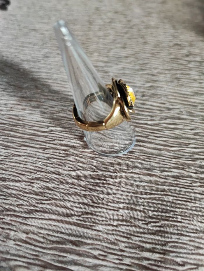 Bague bohm réglable - pierre jaune - photo numéro 4