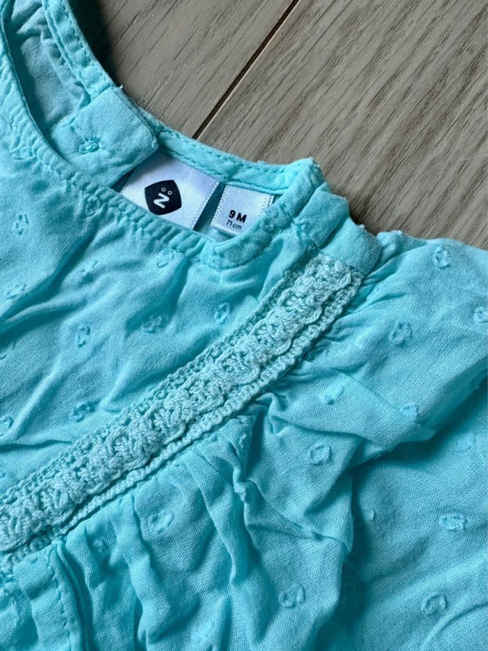 Ensemble turquoise brodé 9 mois - photo numéro 2