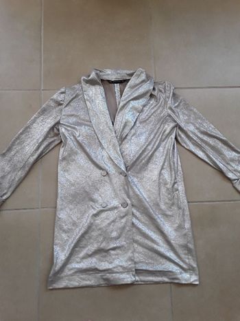 Gilet long argenté femme 36 ZARA TBE