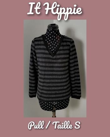 Pull léger rayures noir gris Taille S It Hippie