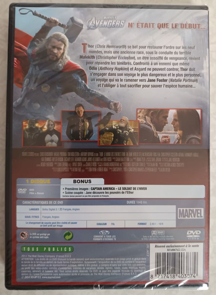 DVD - THOR le monde des ténèbres - Marvel - Neuf Scellé - photo numéro 2