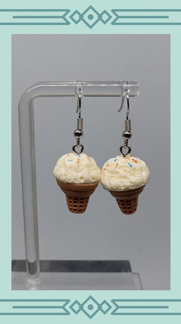 🍄 boucles d'oreilles cornet de glace - photo numéro 2