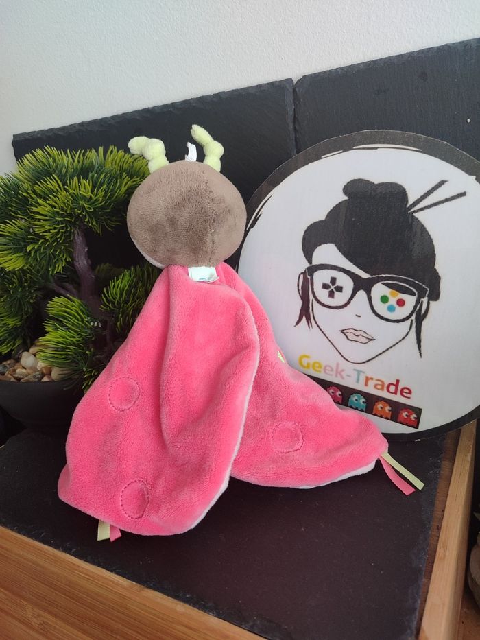 doudou sucre d'orge coccinelle rose rond marron vert coeur aile DD003486 - photo numéro 2