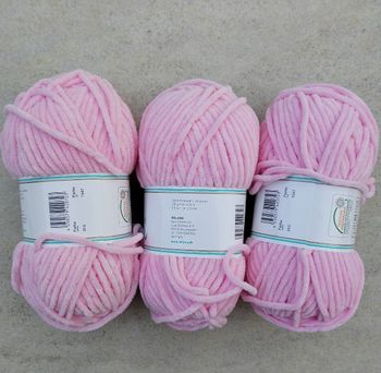 Lot de 3 pelotes de Laine chenille /velours rose Neuf