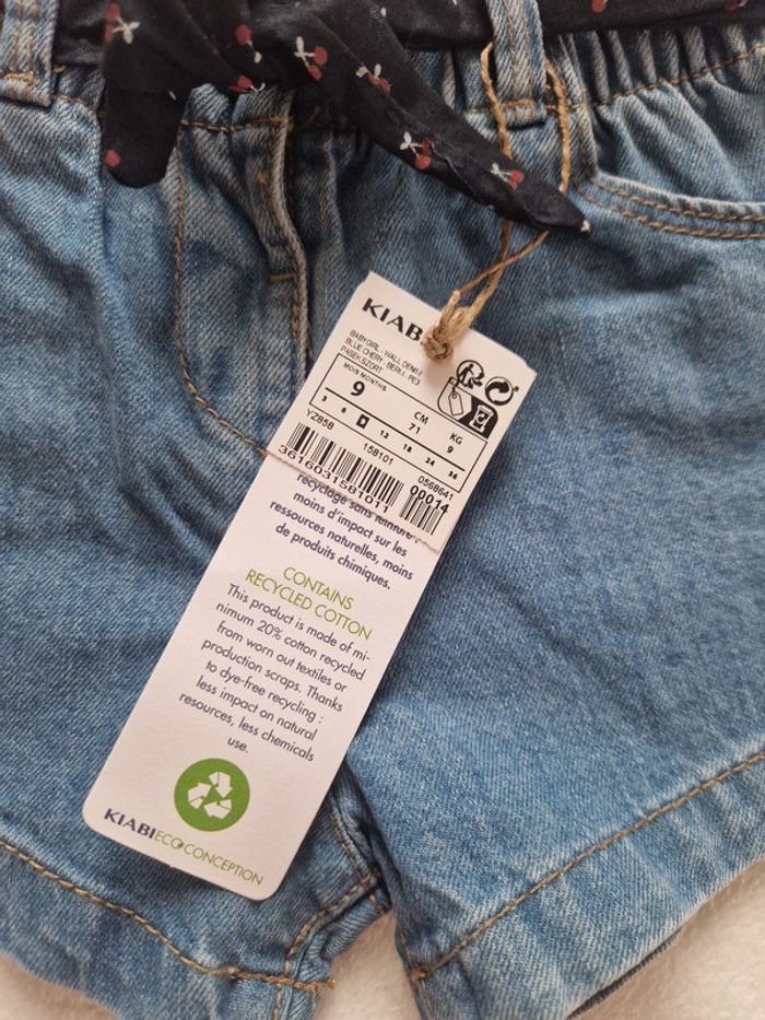 Short en jean avec ceinture cerises neuf - photo numéro 2