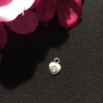 pendentif fantaisie métal argenté coeur patte chat love my cat