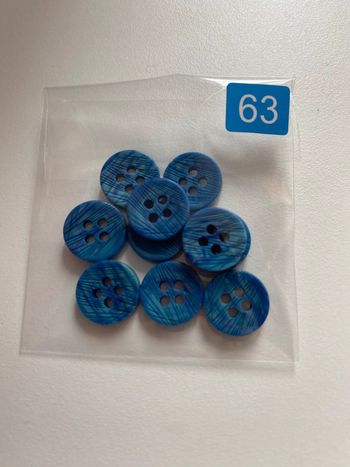 Mercerie - Lot de 10 boutons bleu rayé