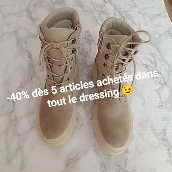 Texto bottines en daim crème beige