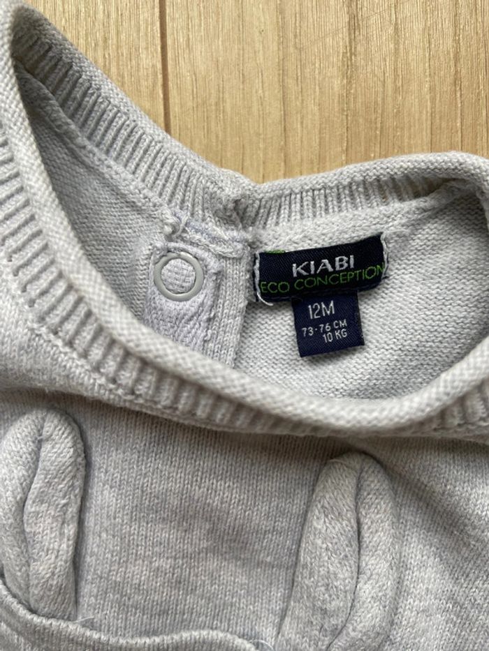 Salopette en maille grise Kiabi 12 mois - photo numéro 2
