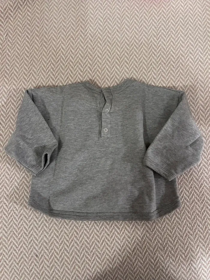 Pull Petit Bateau gris bébé 12 mois - photo numéro 4