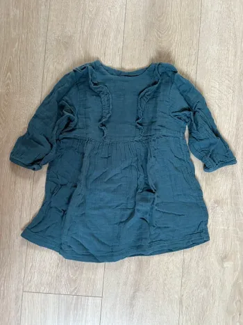 Robe en gaze de coton bleu Petit Bateau