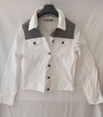 Veste légère femme, blanche et grise, imitation jean, Taille M/ 38 ·Neuf sans étiquette·Kañop
