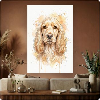 Affiche artistique “Chien Cocker Spaniel” aquarelle poster décoration murale A3 Sans cadre