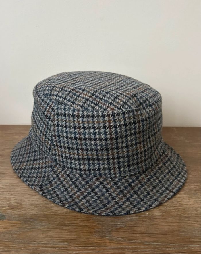 Bob vintage homme en laine et coton réversible - Bleu et Gris - T. 57 - photo numéro 2