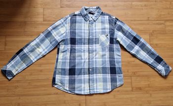 Chemise à  carreaux sergent major bleue 12 ans en comme neuve