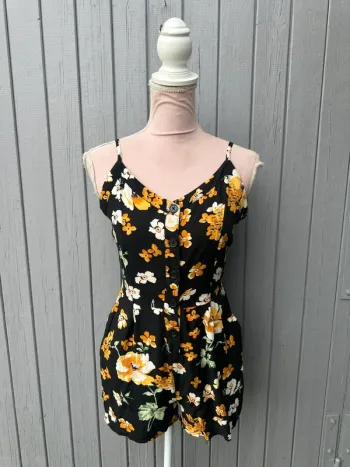 Combi-short coloré orange noir été fines bretelles Pimkie 34/XS