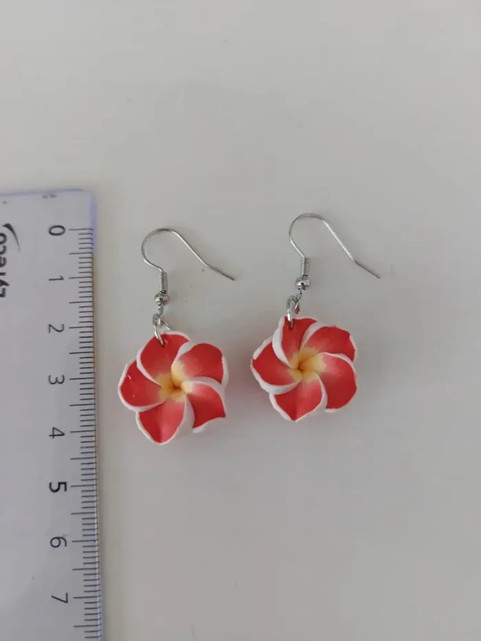 Boucles d'oreilles fleurs rouges - photo numéro 2
