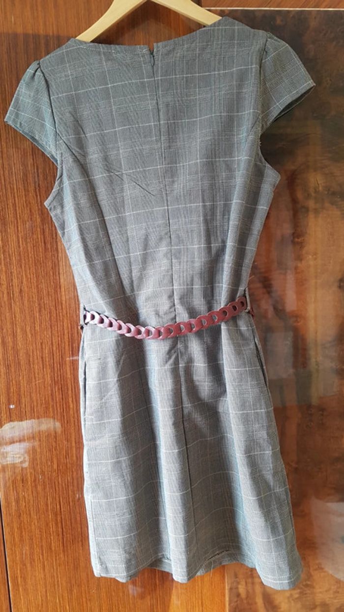 Robe longue beige à carreaux - photo numéro 5