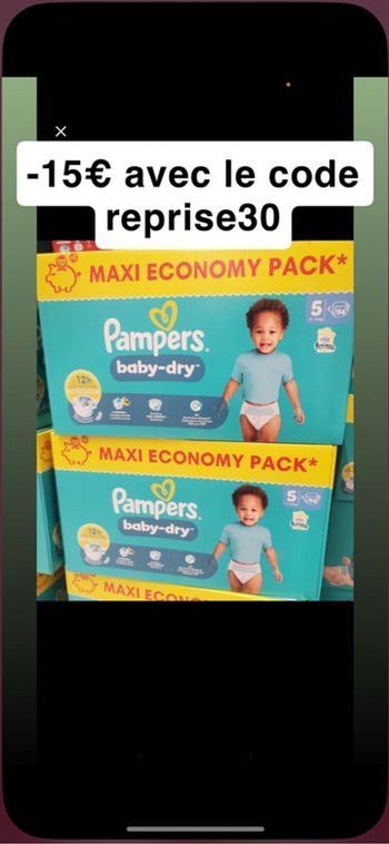 Deux paquets de couches Pampers taille 5