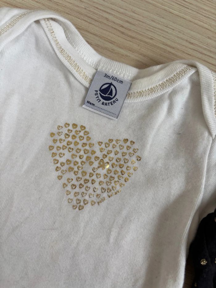 Lot de 3 bodies Petit bateau avec détail doré - photo numéro 3