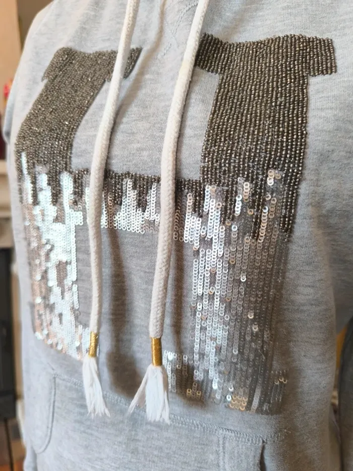 Joli sweat à capuche gris - photo numéro 7