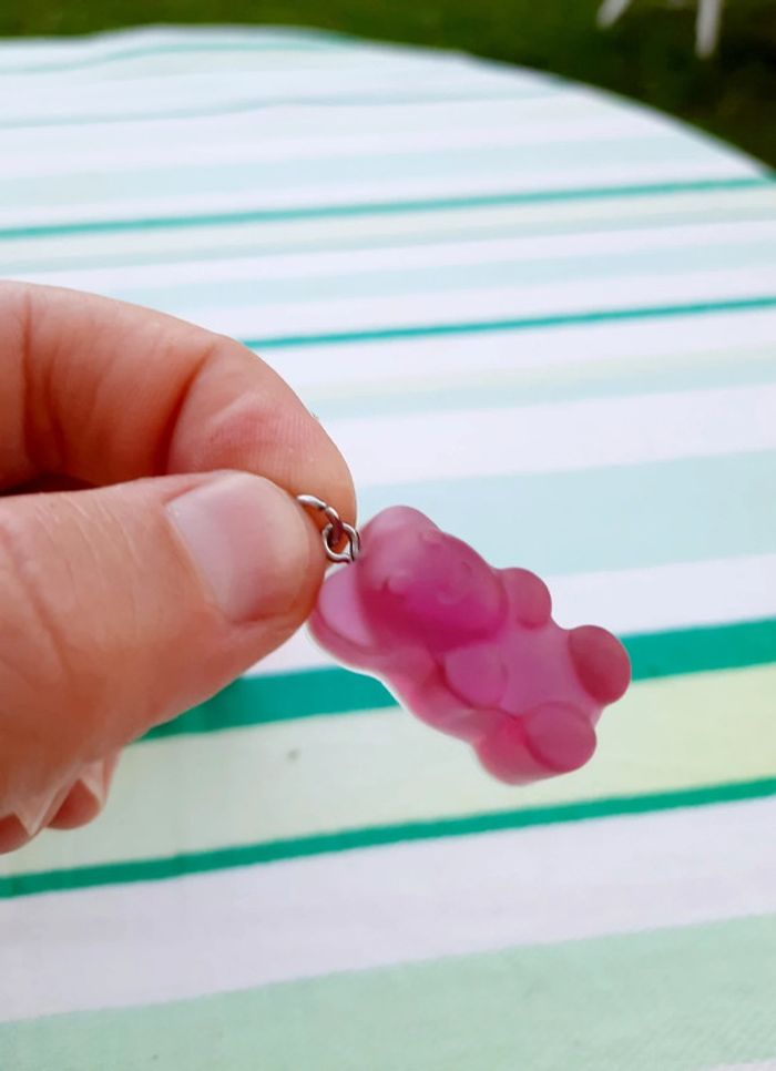 Pendentif nounours fushia résine - photo numéro 4