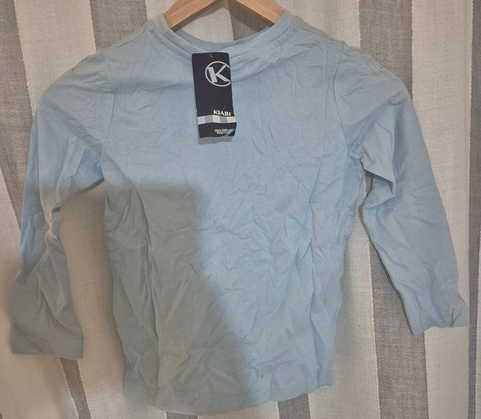 Tee-shirt bleu ciel Kiabi manches longues - photo numéro 3