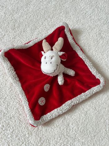 Doudou plat rouge renne