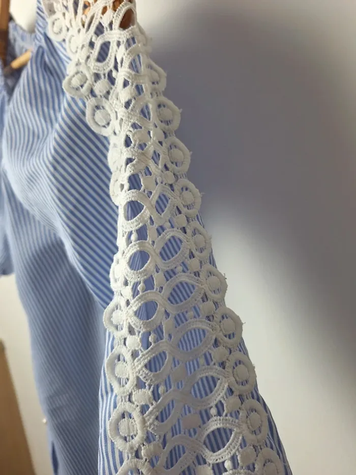 Robe rayée bleue et blanches manches ajourees 38 - photo numéro 3