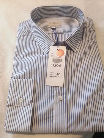 Chemise unies Cyrillus bleu clair taille 42 cm