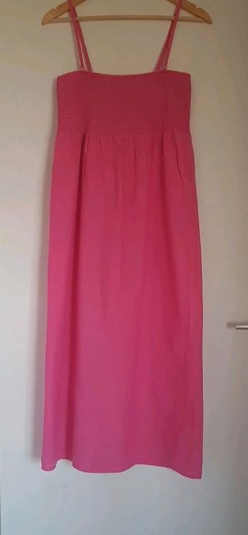 Robe d'été longue à bretelles rose fluo