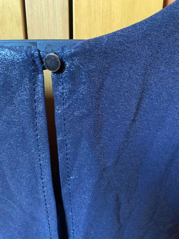 Haut habillé bleu marine reflet pailleté taille M Phildar - photo numéro 4