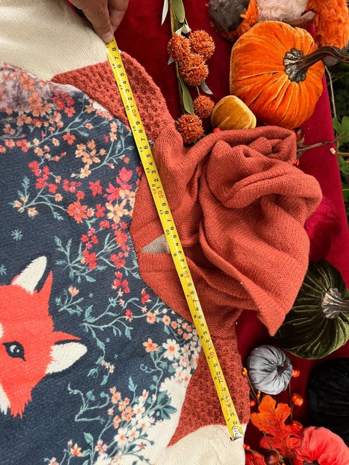 Pull automnal à capuche – Motif Renard & Fleurs – Taille XL - photo numéro 7