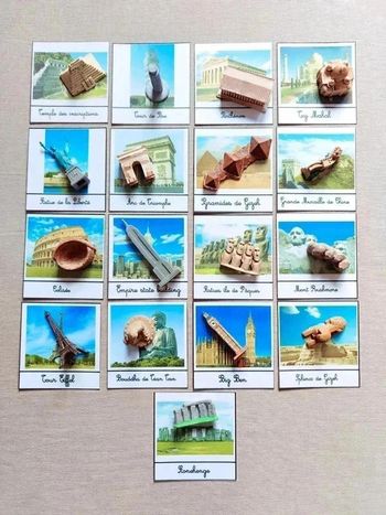 Cartes de nomenclature des 17 grands monuments du monde Montessori