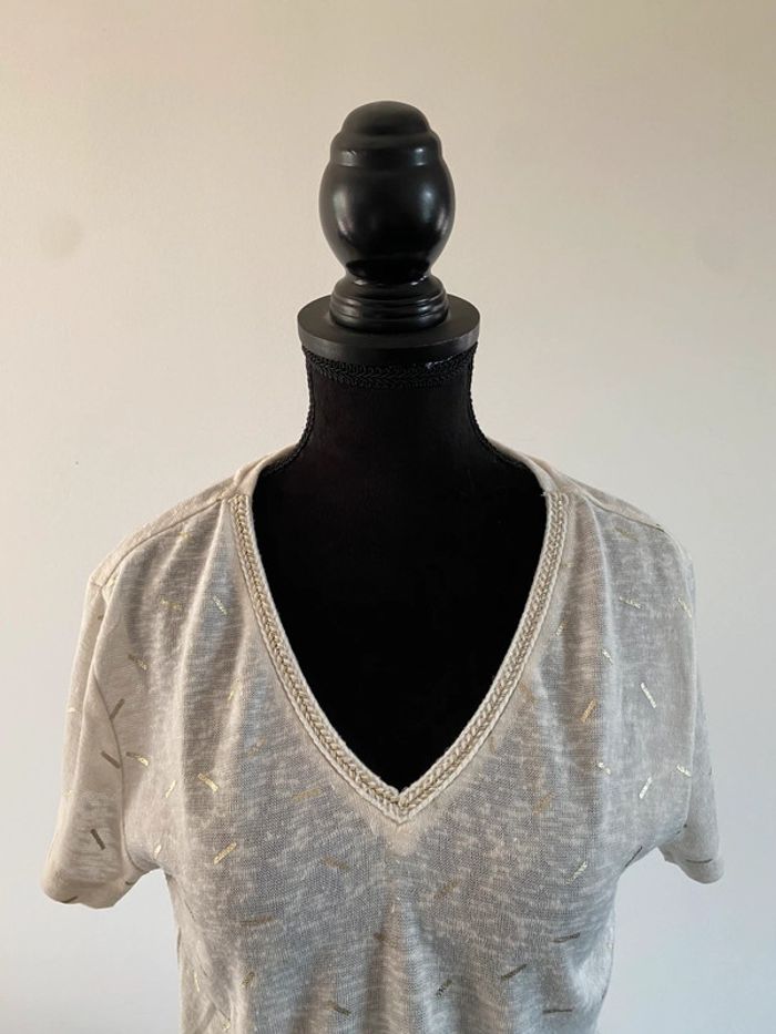 Tee shirt maille fine Only crème et doré taille S - photo numéro 2