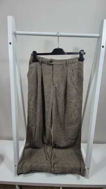 Pantalon Large Femme – Motif Chevron Marron – Taille M-A21