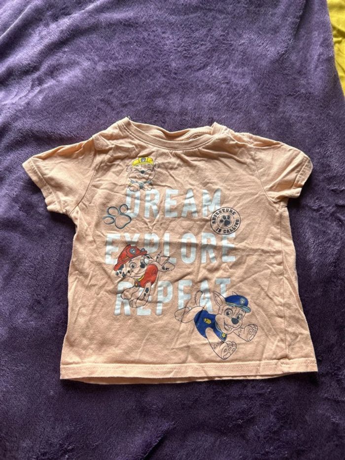 T-shirt garcon pat patrouille en coton orange/abricot motifs chase, ruben & marcus taille 3ans