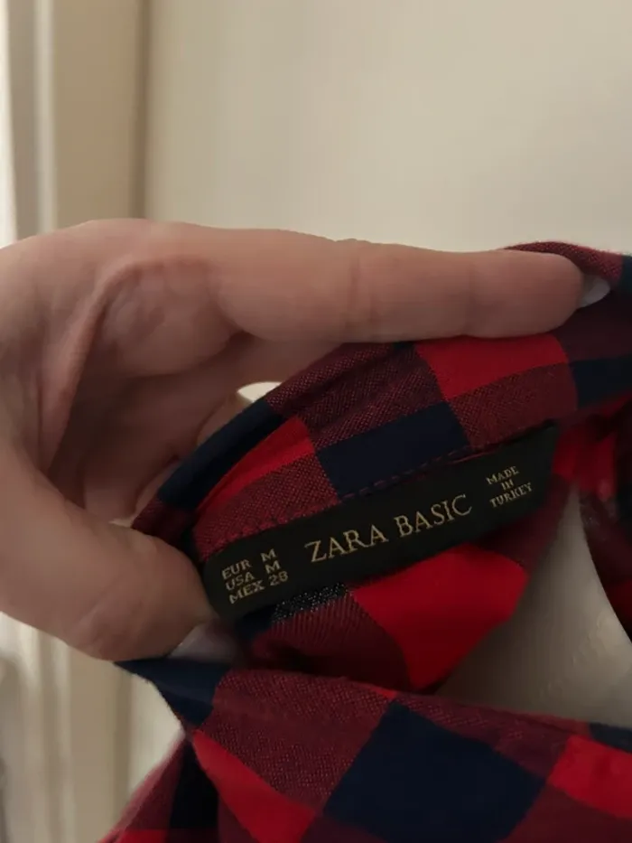 Zara chemise à carreaux rouge femme, taille M/38 - photo numéro 6