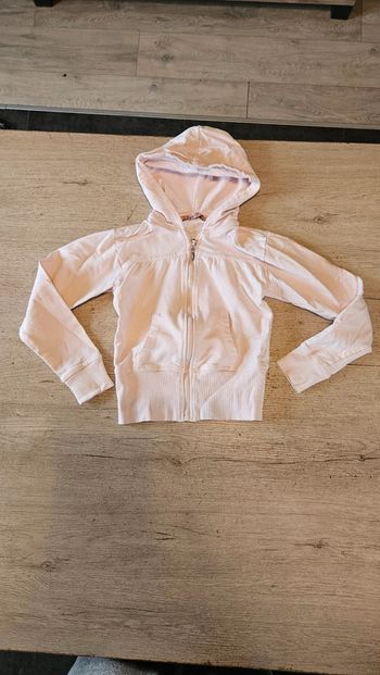 Gilet à capuche rose très clair à manches longues, Lisa Rose 8/10 ans