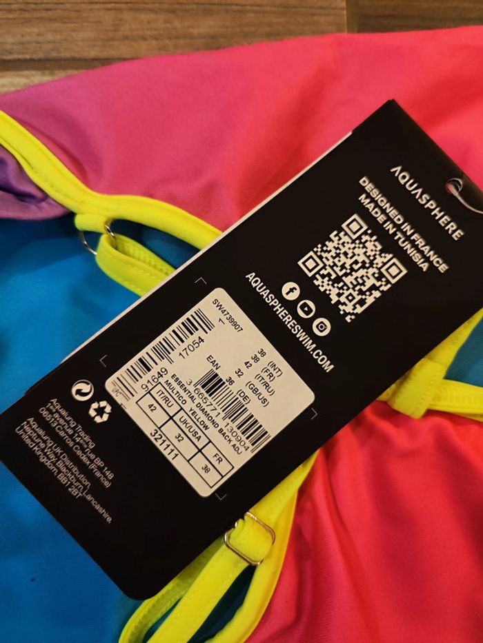 Maillot de bain une pièce rose dégradé bleu Taille 38 Aquasphere essential - photo numéro 4