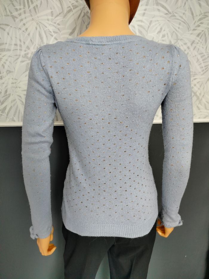 Pull bleu grisé avec points dorés T34/36 N*394 - photo numéro 6