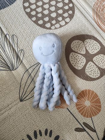 Pieuvre Nattou bleu clair et blanc N1 doudou