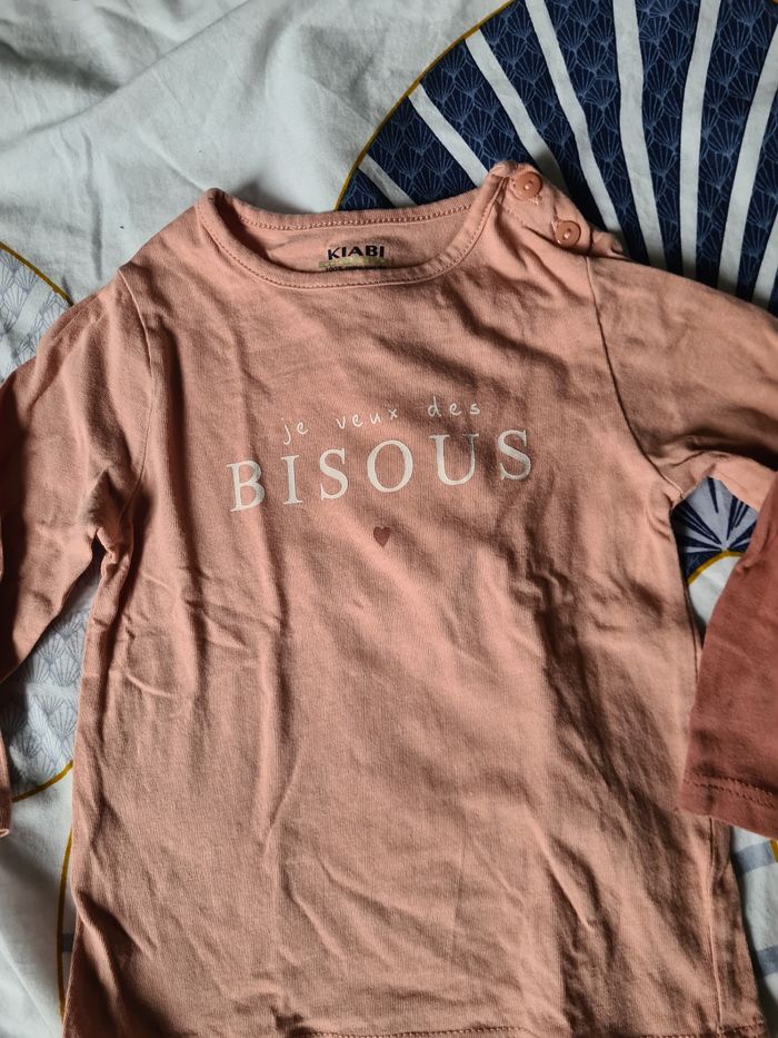 Lot 2 haut. Tee-shirt. Manches longues. 9 mois. Kiabi - photo numéro 2