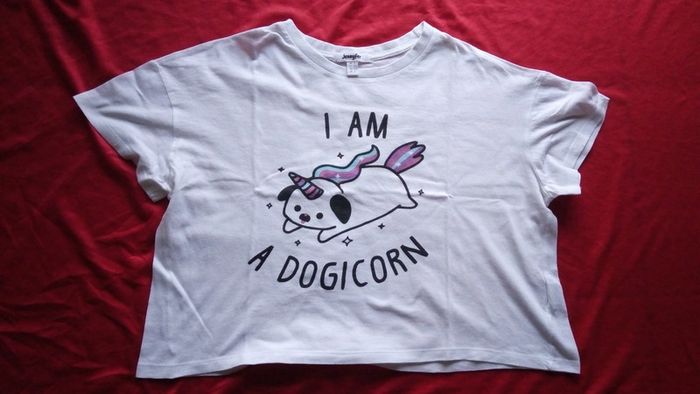 Tee-shirt blanc  I am a dogicorn manches courtes