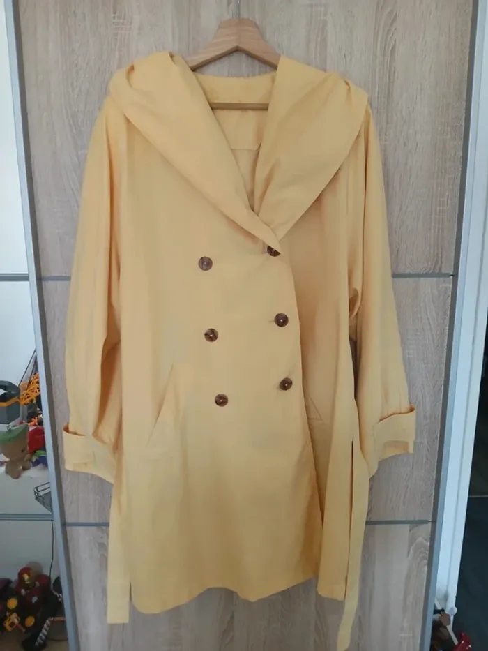 Veste trench jaune idéal mi saison L - photo numéro 2