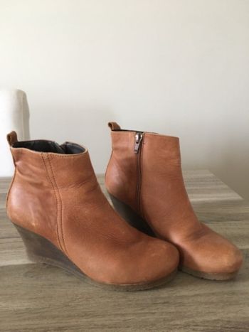 Bottines camel en cuir pour femme